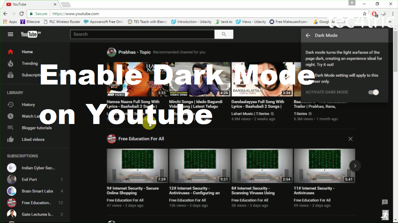 Youtube night mode pc